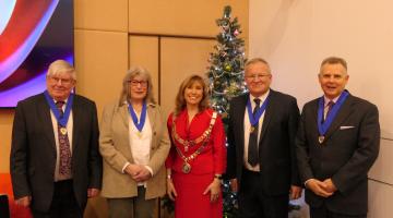 A photo of the West Devon mayor with the newly appointed aldermen of the council. From left to right are pictured Terry Pearce, Diana Moyse, Councillor Lynn Daniel, who is the mayor of West Devon, Mike Davies and Paul Ridgers.